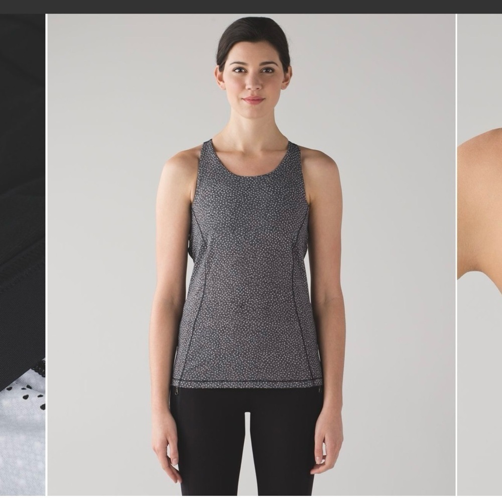 Lululemon Hit It Frozen Fizz White Black Tank Top Size 8